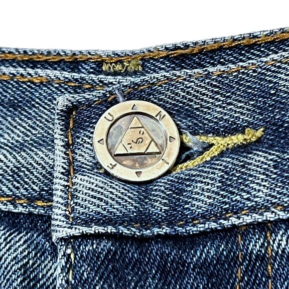 UNIF Denim Shorts Women’s 28 High-Rise Raw Hem Grunge Y2K Distressed - Picture 6 of 14